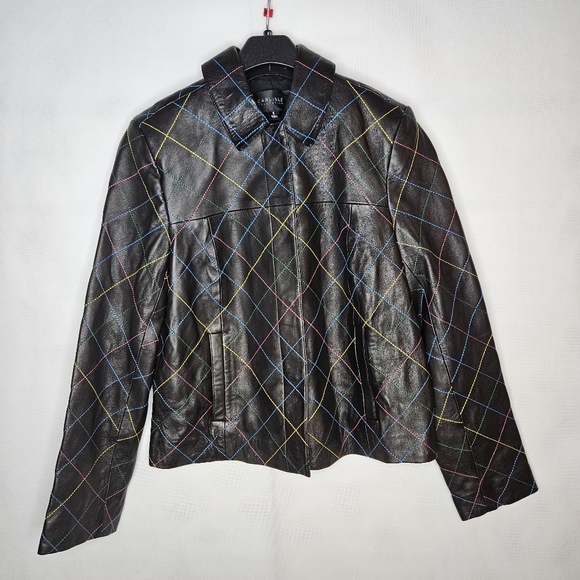 Carlisle Women's Leather Jacket Size 8 Snap Buttons Pockets - Picture 2 of 15